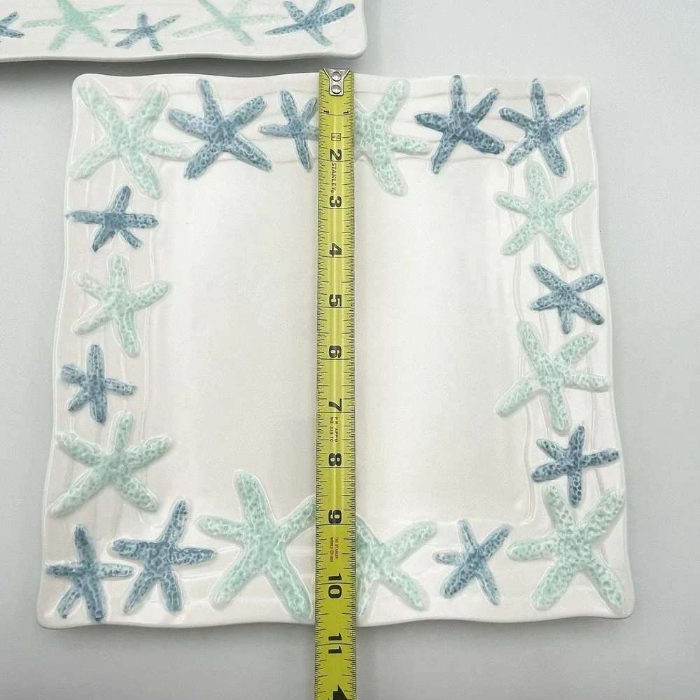 Coastal Home Cape Coral Starfish Square Dinner Plates 10.75